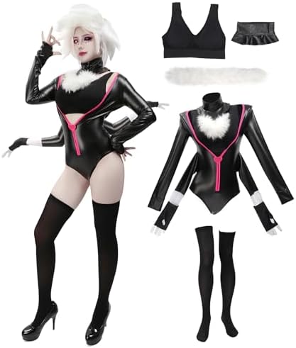 DAZCOS Angel Dust Cosplay Bodysuit Black jumpsuit Full Set Outfits