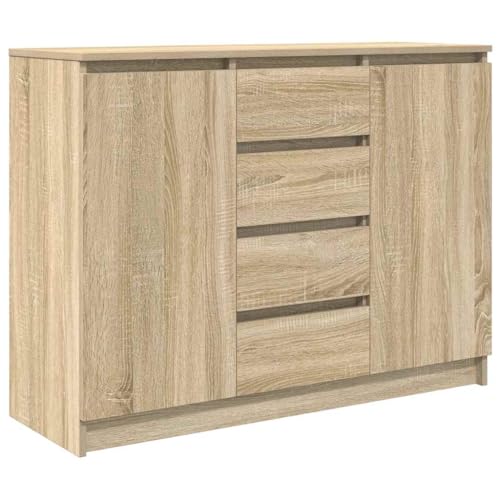 vidaXL Aparador con cajones Roble Sonoma 100,5x35x76 cm, Armario de almacenaje, Mueble aparador, Mueble de Pasillo, Mueble Buffet