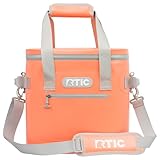 RTIC Ultra-Tough Soft Cooler 20 Can, Insulated Bag Portable Ice Chest Box for Lunch, Beach, Drink, Beverage, Travel, Camping, Picnic, Car, Trips, Floating Cooler Leak-Proof with Zipper, Coral