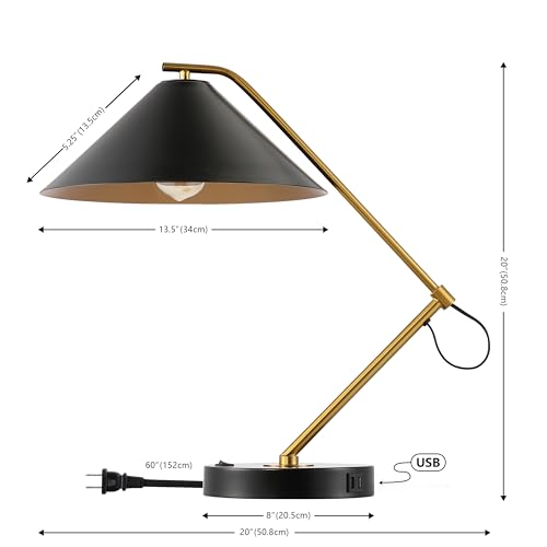 Lámpara de mesa SAFAVIEH Moseby Negro/Brass 21 pulg con USB miniatura 3