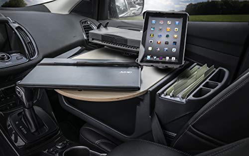 Image of AutoExec AE-RMCD-PS-TAB-11M Roadmaster Car Desk for Your Vehicle Workstation and Mobile Office, Natural with Printer Stand and Tablet Mount | Vehicle Workstation, Mobile Office, Printer Stand, Tablet Mount