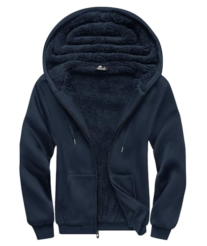 Image of SCODI Hoodies for Men Heavyweight Fleece Sweatshirt - Full Zip Up Thick Sherpa Lined Hooded Sweatshirts