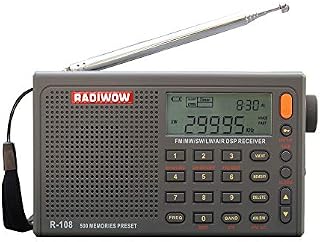 RADIWOW R-108 FM Stereo/LW/MW/SW/AIR Band/DSP Full Band Portable Radio with Headphones Jack