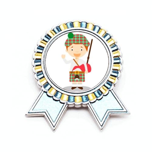 Broche dessin animé écossais rouge vert en métal M accessoire mode vintage