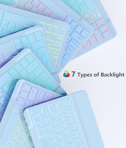 Image of Akkerds for iPad A16 Case with Keyboard - 7 Colors Backlit Keyboard for iPad 10th Generation /iPad Air 11 Inch - Wireless Folio Cover for iPad Air 10.9 Inch /iPad Pro 11 Inch 2022 /2021 /2020 -SkyBlue