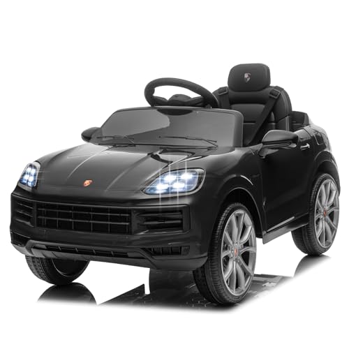 LALAHO Kinder Elektroauto 12V Kinderauto Elektrisch 2,4G-Fernbedienung, Elektrofahrzeuge 2-türig mit MP3, Musik, Hupe, LED-Leuchten (schwarz)