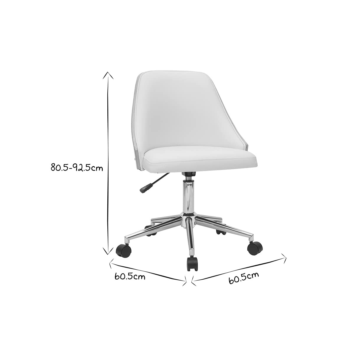 Miliboo Fauteuil de Bureau Design Blanc et Bois Clair QUINO