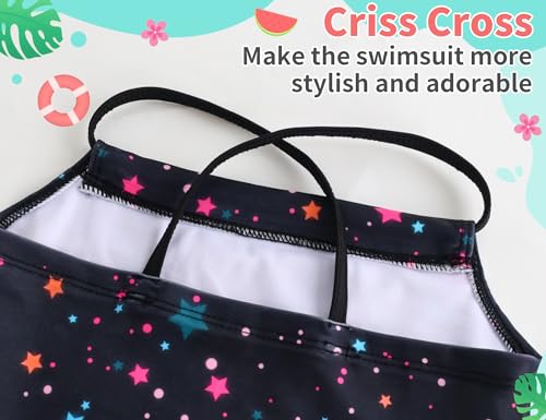 Image of TENVDA Girls Swimsuit Summer Beach Sport Halter Bathing Suits One Piece Swimwear for 2-12 Years Old Kids