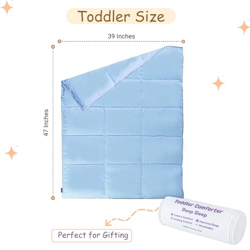 Image of ZPECC Toddler Down Alternative Comforter, 39x47 Hypoallergenic Baby Blanket Quilt, Soft Breathable Lightweight All Season Kids Duvet Insert for Crib Stroller Cot Daycare, Baby Blue