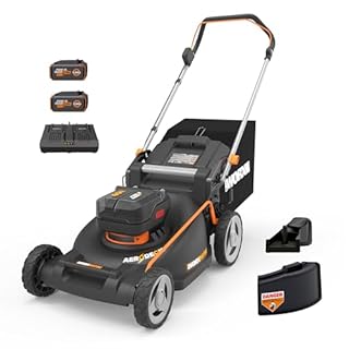 WORX Nitro 40V 21" Cordless Lawn Mower w/Aerodeck and Intellicut, Brushless Electric Mower Up to 1/2 Acre, Push Lawn Mower w/ 7-Position Height Adjustment WG752 – Batteries and Charger Included