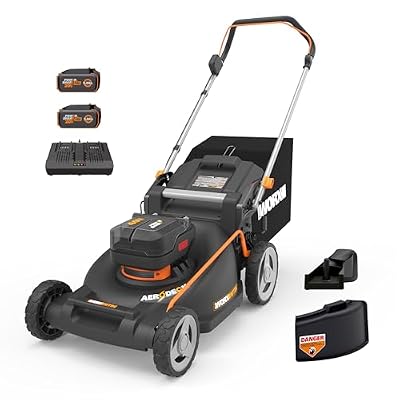 WORX Nitro Cordless Lawn Mower, 21" Electric Mower for 1/2 Acre, Brushless Push Lawn Mower with 7-Position Height Adjustment, 2 × 5.0 Ah Batteries & Charger Included, WG752