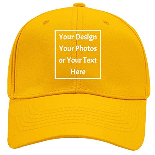 ZMvise Custom Your Own Picture Text Logo Unisex Personalized Plain Adjustable Hat Baseball Cap Yellow