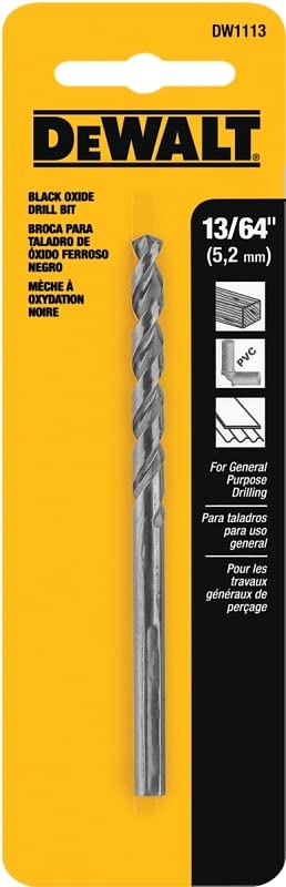 DW1113 13/64-In. Black Oxide Drill Bit - Quantity 5