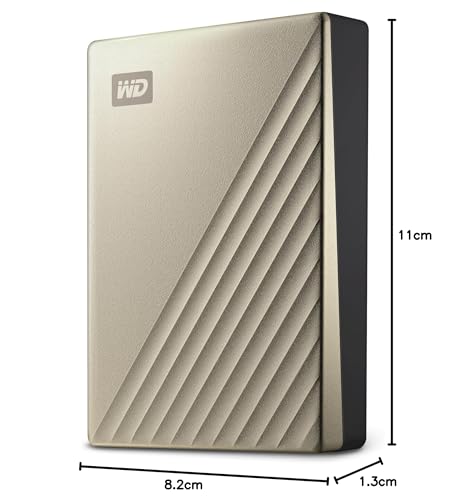 Image of Western Digital WD 2TB My Passport Ultra Portable Hard Disk Metal Drive, USB-C & USB 3.1 with Automatic Backup,Password Protection, Compatible with Windows&Mac, External HDD-Gold