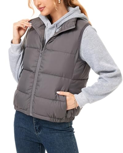 Sinrella Women's Puffer Vest - Lightweight, Water Repellent, 4 Pockets,