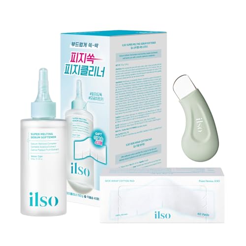 ILSO Super Melting Sebum Softener, 5.29 fl oz, with 40 Skin Wrap Cotton Pads Included + Deep Clean Master