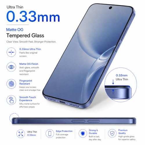 Image of FIRST MART Military-Grade Matte Anti-Glare Tempered Glass for Vivo V70 FE (6.83 Inch) With Installation Kit | Edge to Edge Coverage |Anti Glare, Bubble-Free [2 Pack]
