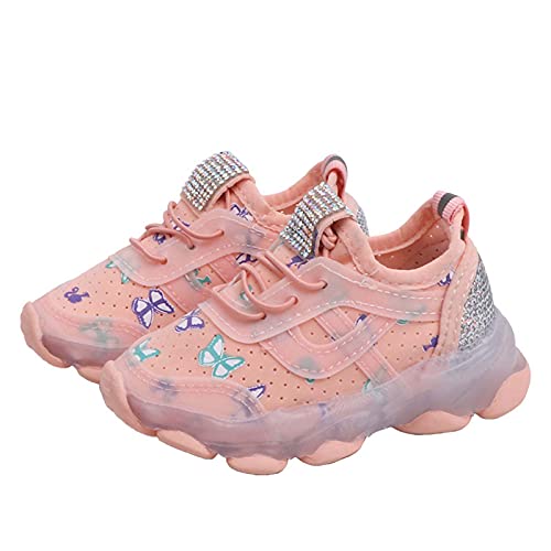 Zapatillas luminosas transpirables para niños - Zapatillas de tenis luminosas para deportes al aire libre (pequeño/grande), rosa, 28 EU