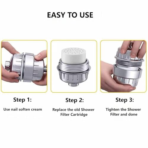 Image of 2-Pack 20-Stage Shower Filter Universal Replacement Cartridges - Suitable for Hard Water Purifiers, Removes Chlorine, Heavy Metals, Iron, Other Sediments, Softens Water, Improves Skin and Hair