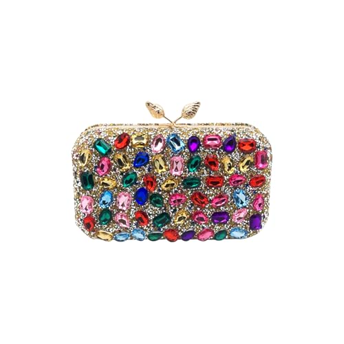 Borsetta da Sera con Pochette Piccolo con Catena Borsa a Tracolla a Spalla Gorgeous Borse Messenger Ballo Cocktail Cerimonia Festa Clutch Multicolore donna elegante strass