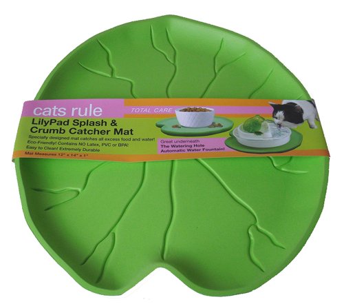 Cats Rule Lilypad Splash and Crumb Catcher Mat, Green