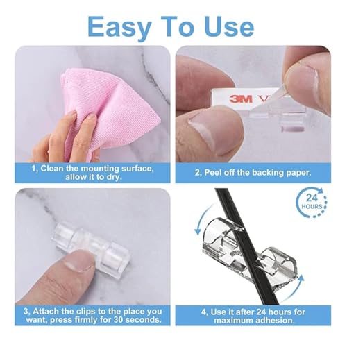 Adhesive Cable Clips 160pcs Cable Clips Organizer Drop Wire Holder Cord Management Self-Adhesive Manager Fixed Clamp Winder for Under Desk miniatura 5