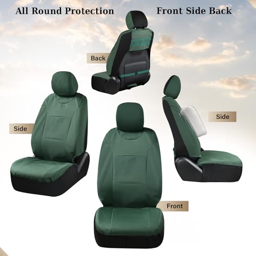 Image of Coverado Front Seat Covers, Waterproof Oxford Seat Protector for Car Seat Cushions for Kids & Dogs, Compatible with 2015-2026 Ford F150 & 2017-2026 Ford F250 F350 F450 (Green, 2PCS)