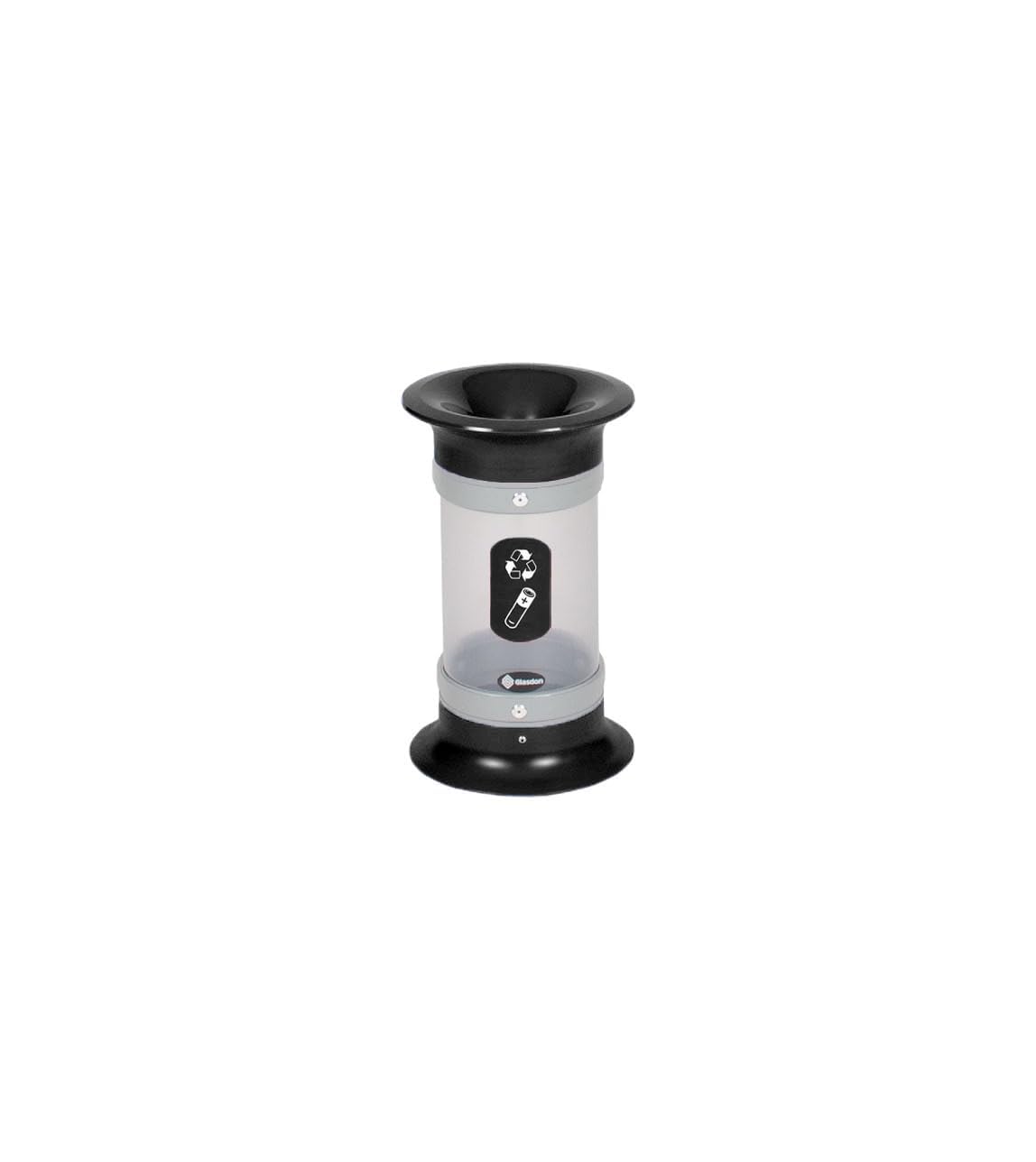 Contenedor de pilas Vision™ 5 (3 colores) – Recolector de residuos de pilas pequeño – Tubo de recogida de pilas transparente compacto de 5 litros (Negro)