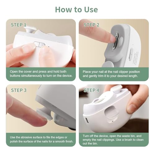 Image of SNOWCLAD Electric Nail Clipper Automatic Nail Trimmer with LED Light, 2 Speed Rechargeable Nail File, 2-in-1 Safe Nail Cutter for Kids, Elderly, Adults & Caregivers Portable Manicure Tool