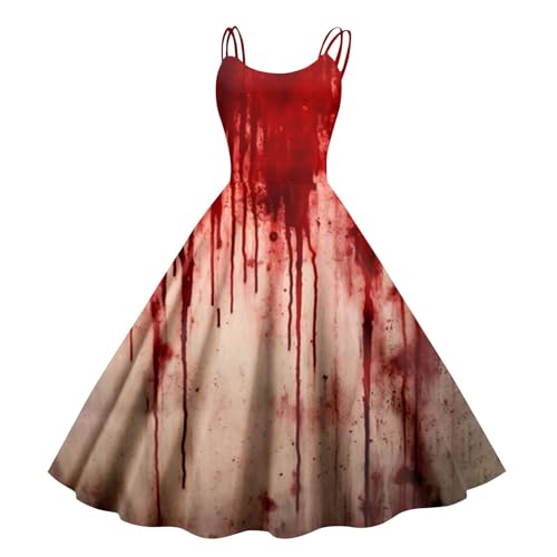 Halloween Costumes for Adults Women Tanks A-Line Dress Womens Pub Fashion Sundress Women's Loose Fit Comfort Red M Halloween Dress Plus Size Halloween Costume for Adults Women