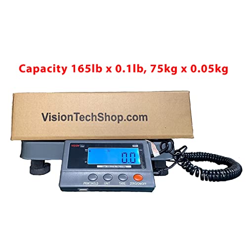 Visiontechshop Mvs1 Heavy Duty Shipping Postal Scale, Lb/Kg Switchable, Capacity 165Lb X 0.1Lb / 75Kg X 0.05Kg Readability, Battery Operated, Power Adapter Included, Portable Scale For Warehouse #TOP1