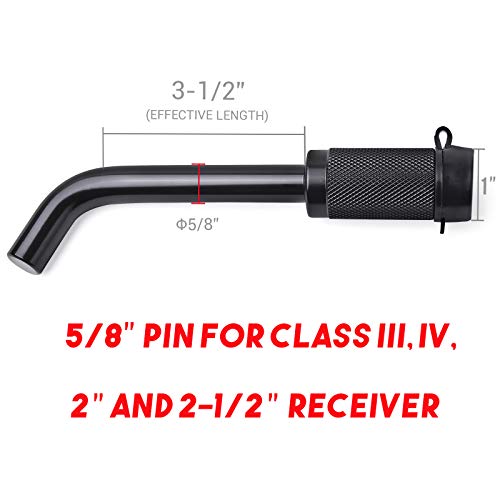 Mictuning Hitch Lock 5/8 Inch Bent Pin Trailer Hitch Receiver Lock - Upgraded Zinc Alloy Tubular Lock Core Hitch Pin With 2 Keys And Rubber Cap For Class Iii Iv 2" 2-1/2" Inch Receiver #TOP1