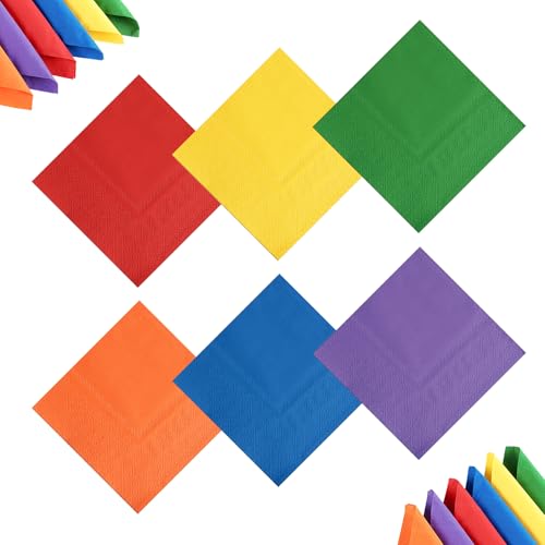 72 Stück Servietten Bunt 2-lagig 25 x 25cm Servietten Party Cocktailservietten Getränke Papierservietten für Hochzeit Geburtstag Tischdeko (6 Farben)