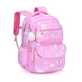 Mochila Infantil Bolsa Escolar Colorida Grande Porta Notebook Garrafa Espaçosa Moda (ROSA)