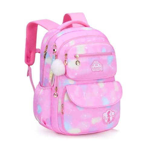 Mochila Infantil Bolsa Escolar Colorida Grande Porta Notebook Garrafa Espaçosa Moda (ROSA)