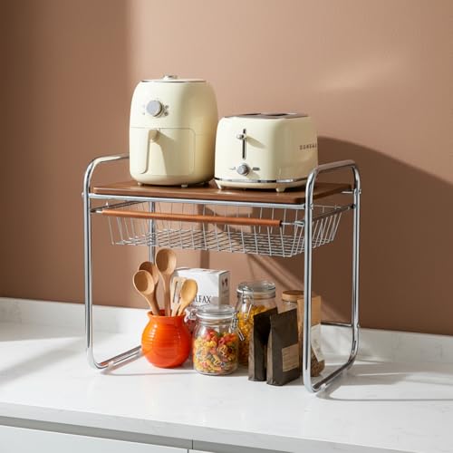 Evergoods Microwave Stand Multi-Tier Kitchen Storage Shelf With Storage Drawer – Space-Saving Rack For Microwave, Appliances & Kitchen Essentials - 2