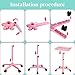 Salon Tray with Wheels,Height Adjustable Hair Color Service Tray for Spa,Tattoo,or Home Use,Pink