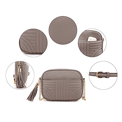 Image of EVVE Quilted Crossbody Bags for Women - Stylish Camera Bag with Tassel - Lightweight Medium Size Shoulder Purse