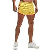 AIMPACT Mens Short Shorts 70s 80s Retro Athletic Running Workout Gym Booty Shorts (AC11Yellow L)