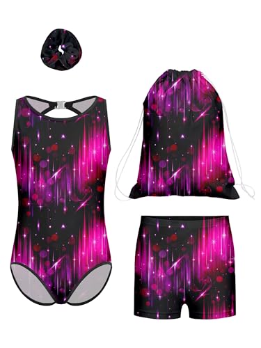 Léotard gymnastique fille avec shorts et bandeau ensemble 3 pièces pour entraînement de danse