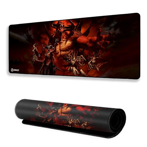 Image of Demon King Mouse Pad 12x32 Inch 3mm Extended Gaming Desk Mat with Anti-Slip Rubber Base Mousepad for Smooth Surface Desk pad for PC & Laptop Use Waterproof & Stiched (Multicolour) Deskpad