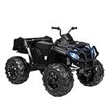 24V ATV Kids Electric Ride On Toy, 4 Wheeler Quad Car for Boys Girls Over 5 Years Old, Electric Vehicle Car Toy with LED Lights, Horn, 2 Speeds, USB/ MP3/TF/FM, Single Rider(Black)