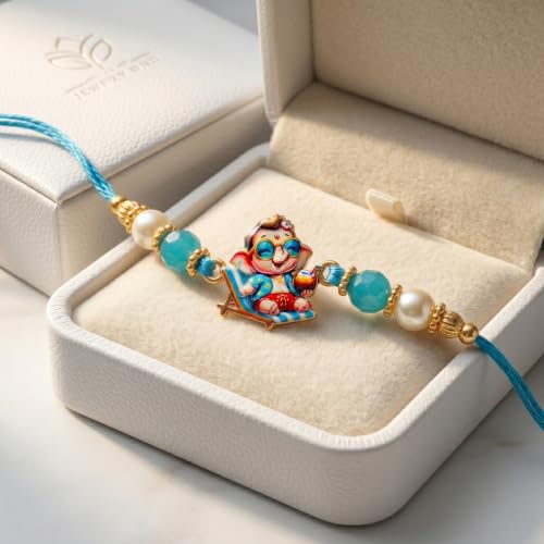 Image of Cartoon Kanha Bal Krishna and Car Rakhi for Baby /Kids Brother /Sister | Combo for Kids | Rakhi with Greeting Card & Roli Chawal