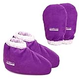 New Road Beauty - Paraffin Wax Mitts and Booties Set, Insulated Terry Cloth Gloves and Foot Covers for Paraffin Wax Treatments, Pedicure and Home Spa, Washable, Elastic Fit, Purple
