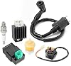 Kit de Encendido para 50cc 70cc 90cc 110cc 125cc ATV Cuatrimoto Go Kart Moto de Cross Pit Bike | Caja CDI de 5 Pines y Bobina de Encendido y Relé de Solenoide y Regulador Rectificador de Voltaje y Bujía y Filtro de Combustible 4