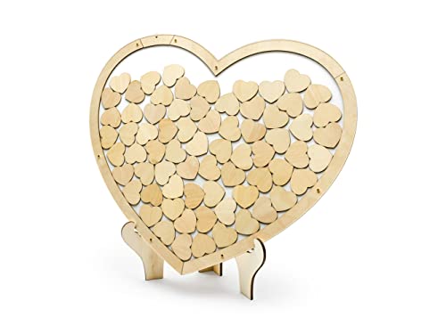 Livre d'or en bois en forme de cœur PartyDeco 44 x 37 cm avec 70 cœurs