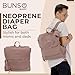 BUNSO Baby Neoprene Diaper Bag, Minimalist Backpack Diaper Bag with Pouch, Changing Pad, and Stroller Straps, Water Resistant and Lightweight Baby Girl Diaper Bag, Diaper Bag Backpack, Mauve