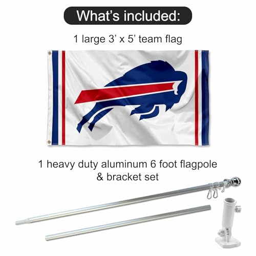 Kit mât de drapeau Buffalo Bills structure blanche WinCraft haute résistance