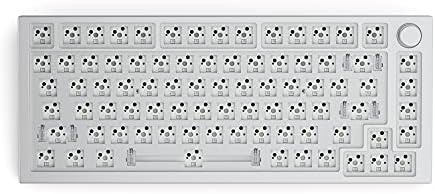 Glorious Gaming - GMMK PRO Barebones Custom Keyboard (ANSI USA) Compact 75% Keyboard with Knob, White Aluminum, DIY Mechanical Keyboard Kit, TKL, Hotswap, Cherry MX Style, Backlit RGB, USB-C Removable
