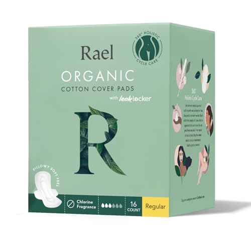 Rael, Organic Cotton Cover Pads, Regular, 14 Count